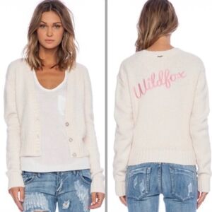 NWT - Wildfox Embroidered Cream and Pink Cardigan Sweater Size M